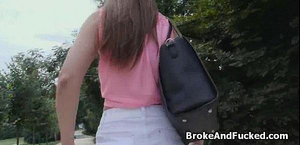  Public sex with broke brunette babe